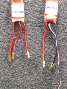 3.5mm connectors soldered to the ESC