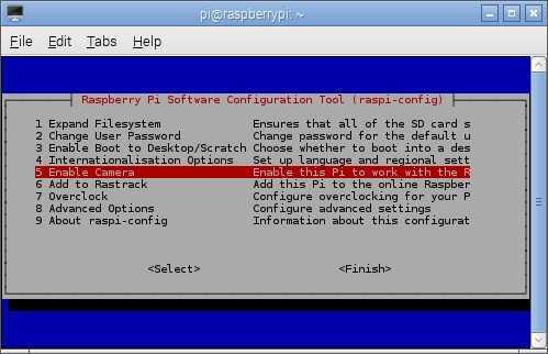 Enable Camera in Raspberry Pi Config